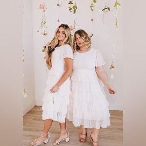 Angela tiered white dress